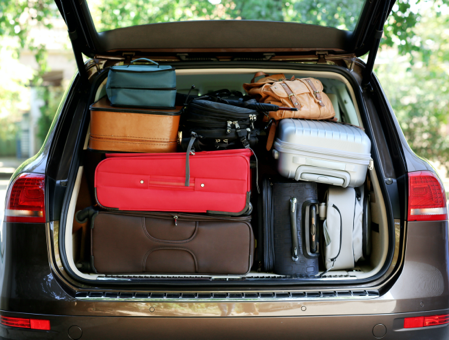 Suitcases in the boot of a car